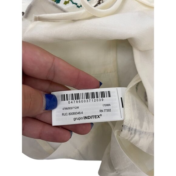 Zara Womens Top Vest M Medium Off White Embroidered Floral boho 4786/003 NWT - Picture 8 of 16